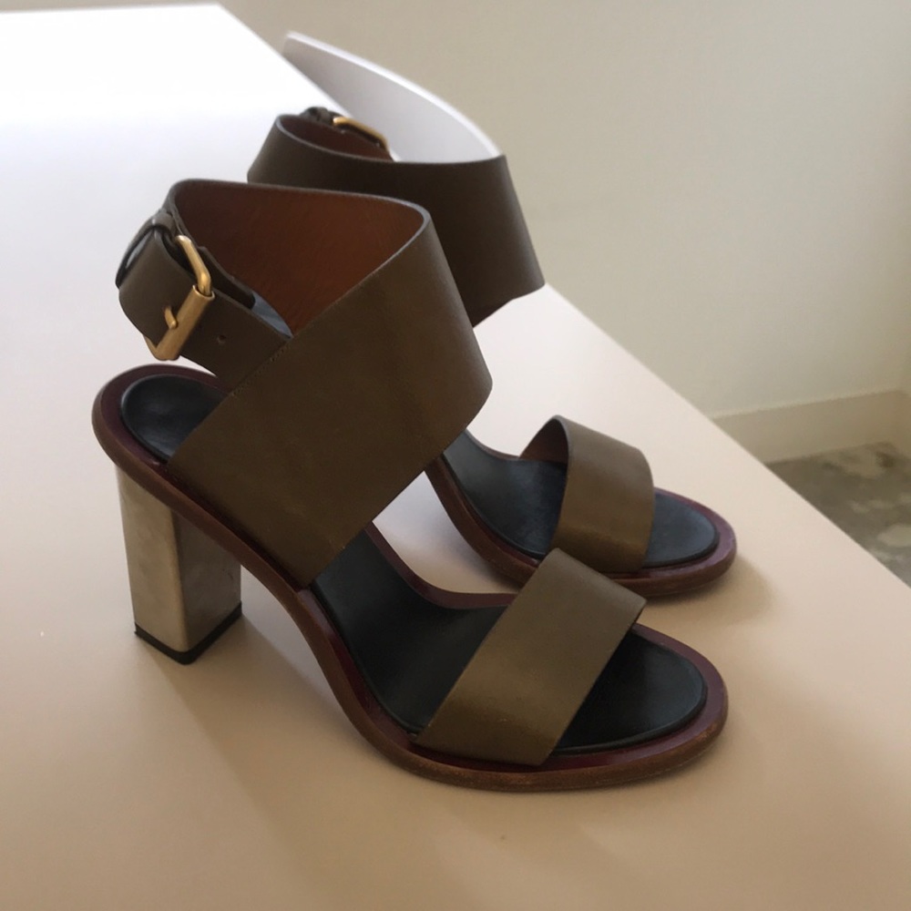 Céline «Bam Bam» Sandals With Metallic Block Heel
